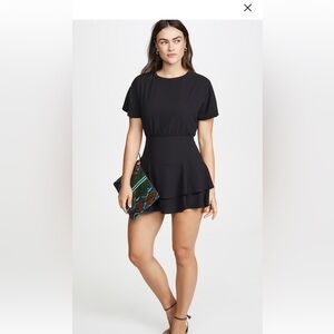 Black Alice and Olivia Palmira Tie Back Mini Ruffle Dress 2